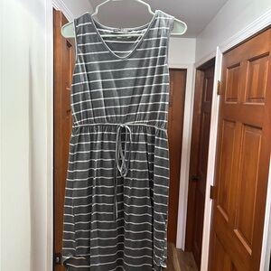 SHEIN Gray Striped Midi Dress